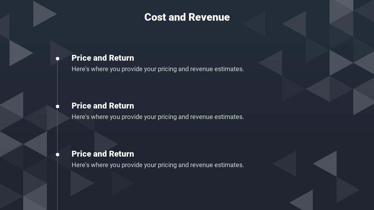 几何微粒体简约商业计划书PPT模板-Cost and Revenue