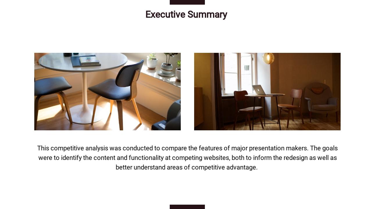 温馨家居生活背景竞争分析英文PPT模板-Executive Summary