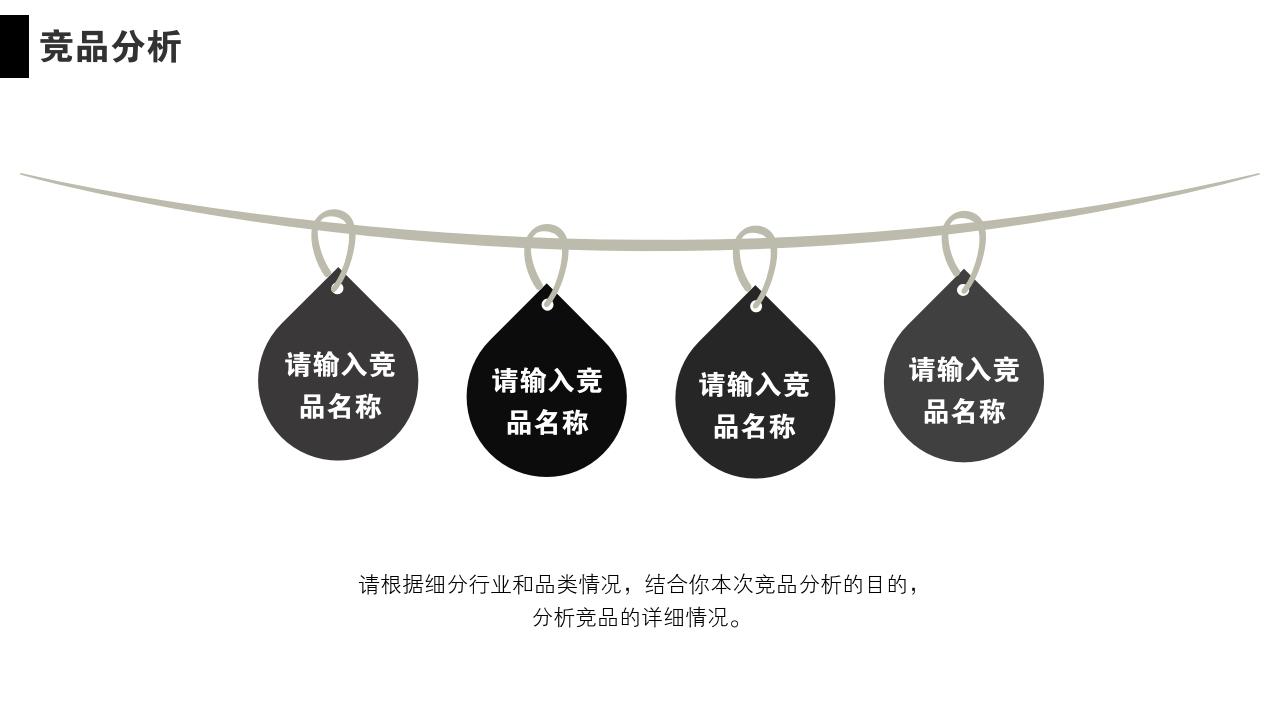 黑白简约通用竞品分析报告PPT模版-竞品分析