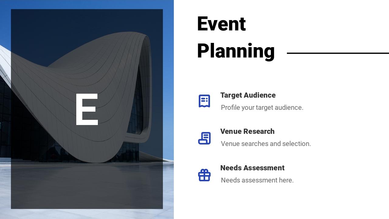 大气建筑背景商务活动运营方案PPT-Event Planning