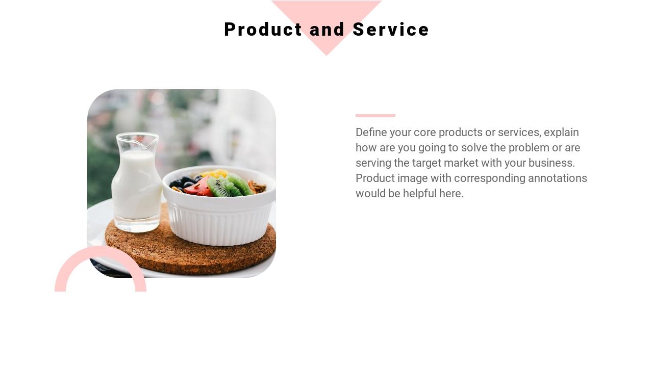 粉蓝清新餐饮美食商业计划书英文PPT模板-Product and Service